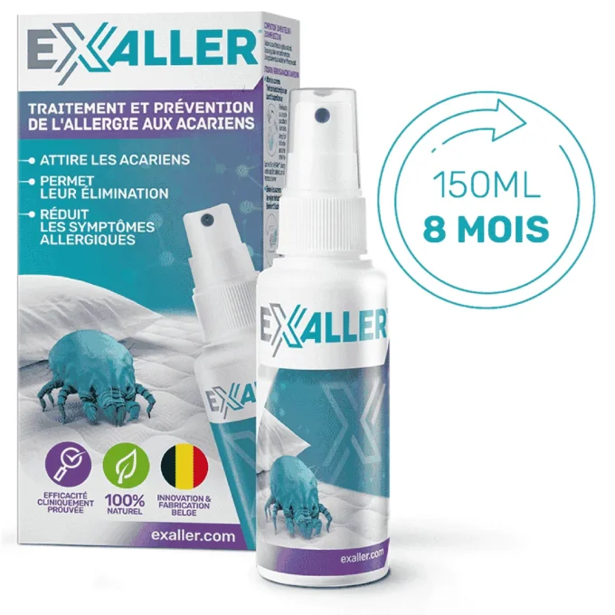 Spray anti-acariens ExAller 150ml – efficace 8 mois, 100% naturel, fabriqué en Belgique