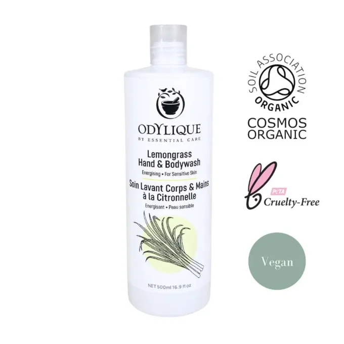 Odylique Soin Lavant Citronnelle 500ml – certifié Cosmos Organic, vegan, cruelty-free