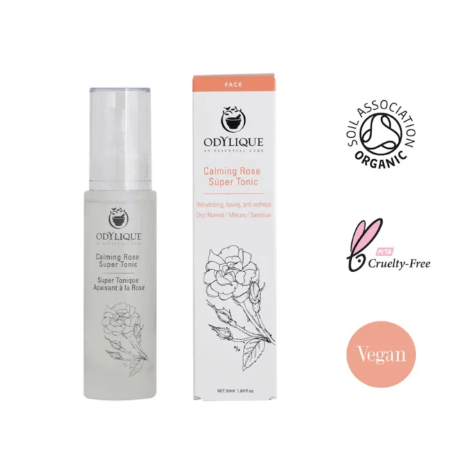 Odylique Super Tonique Apaisant à la Rose 50ml – certifié bio, vegan, cruelty-free